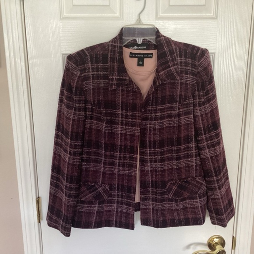 Sag Harbor Purple Blazer Chic Plaid Design